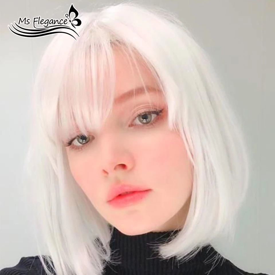 MS FLEGANCE White Short Bob12'' Straight Synthetic Wigs With Bangs For Women Hair Heat Resistant Bobo Hairstyle Cosplay Wig
MS FLEGANCE White Short Bob12'' Straight Synthetic Wigs With Bangs For Women Hair Heat Resistant Bobo Hairstyle Cosplay Wig