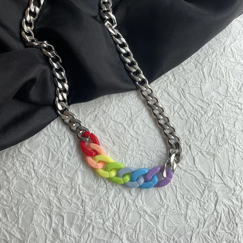 Trendy Personality Color Acrylic Titanium Steel Stitching Long Necklace For Men And Women Fashion Hip Hop Decoration Jewelry
Trendy Personality Color Acrylic Titanium Steel Stitching Long Necklace For Men And Women Fashion Hip Hop Decoration Jewelry