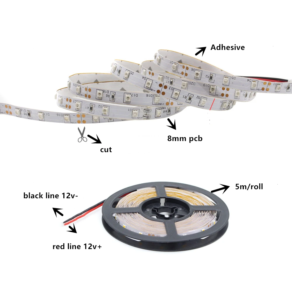 Светодиодная лента 5 м 2835 5050 SMD 60 светодиодов/M Водонепроницаемый гибкая