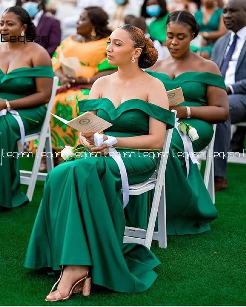 Женское вечернее платье с открытыми плечами Eeqasn недорогое зеленое в пол для