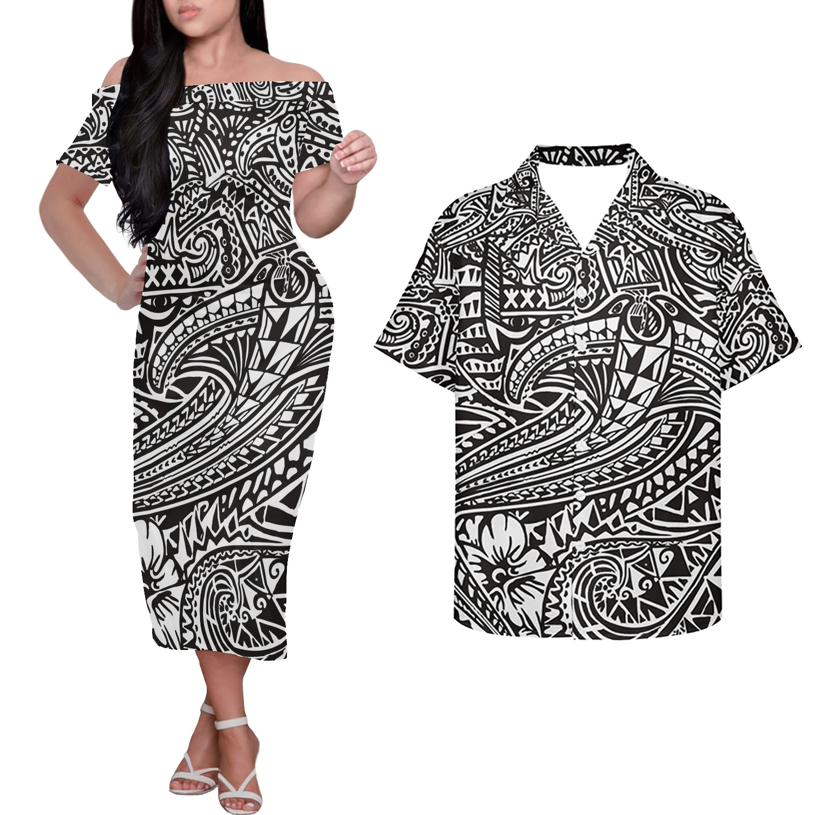 HYCOOL Plus Size Bodycon Long Black Samoan Dress Summer Polynesian Couples Matching Clothing Set Off Shoulder Dress Match Shirt
HYCOOL Plus Size Bodycon Long Black Samoan Dress Summer Polynesian Couples Matching Clothing Set Off Shoulder Dress Match Shirt