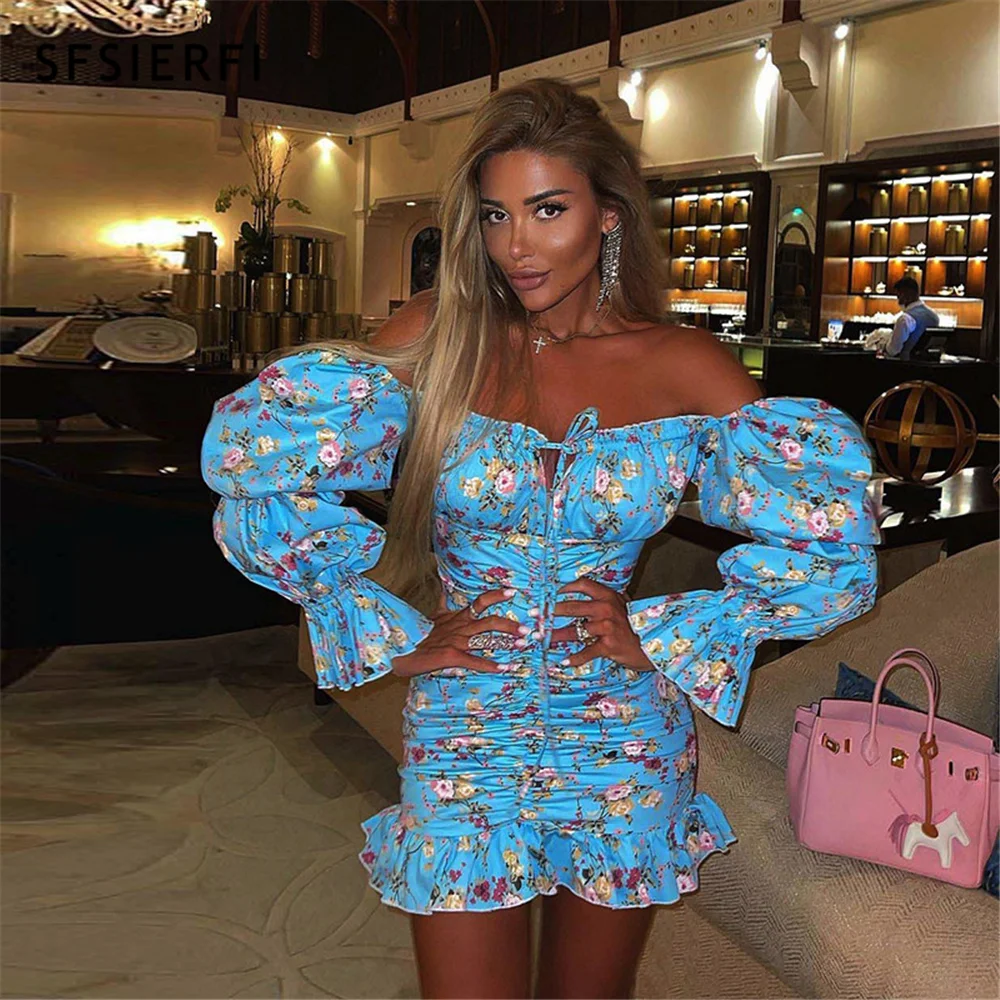 SFSIERFI Elegant Floral Dress Dress For Women Off Shoulder Long Dresses Backless Bodycon Short Dress Autumn Shirring Vestidos
SFSIERFI Elegant Floral Dress Dress For Women Off Shoulder Long Dresses Backless Bodycon Short Dress Autumn Shirring Vestidos