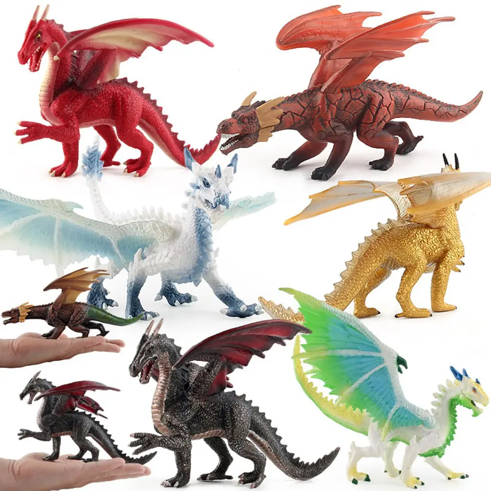 Фото Набор игрушечных фигурок больших огненных драконов развивающая модель