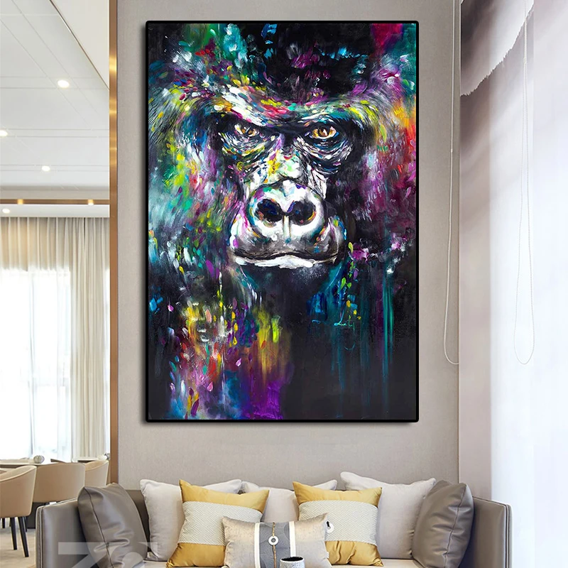 

Large Size Funny Monkey Gorilla Animal Graffit Art Canvas Painting Modern Wall Art Posters Prints For Living Room Wall Pictures