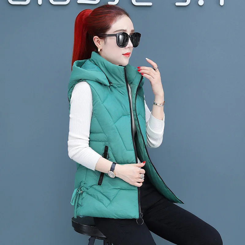 Autumn and Winter Women's Down Cotton Padded Vest Jacket Elegant Fashion Solid Color Waistcoat Sleeveless Hooded Padded Coats
Autumn and Winter Women's Down Cotton Padded Vest Jacket Elegant Fashion Solid Color Waistcoat Sleeveless Hooded Padded Coats