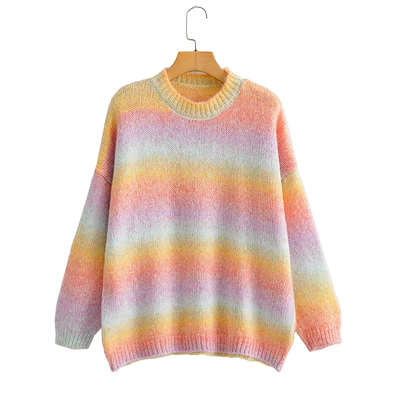 Autumn knitted sweater Women's 2021 Fall New Rainbow Striped Sweater Thicken Twist vintage winter sweater women pullovers
Autumn knitted sweater Women's 2021 Fall New Rainbow Striped Sweater Thicken Twist vintage winter sweater women pullovers