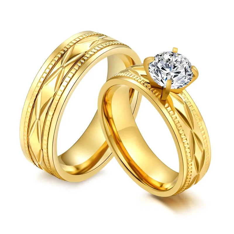 Fashion Korean couple ring for lovers Men Women stainless steel Gold color jewelry wholesale zircon stone R571G
Fashion Korean couple ring for lovers Men Women stainless steel Gold color jewelry wholesale zircon stone R571G