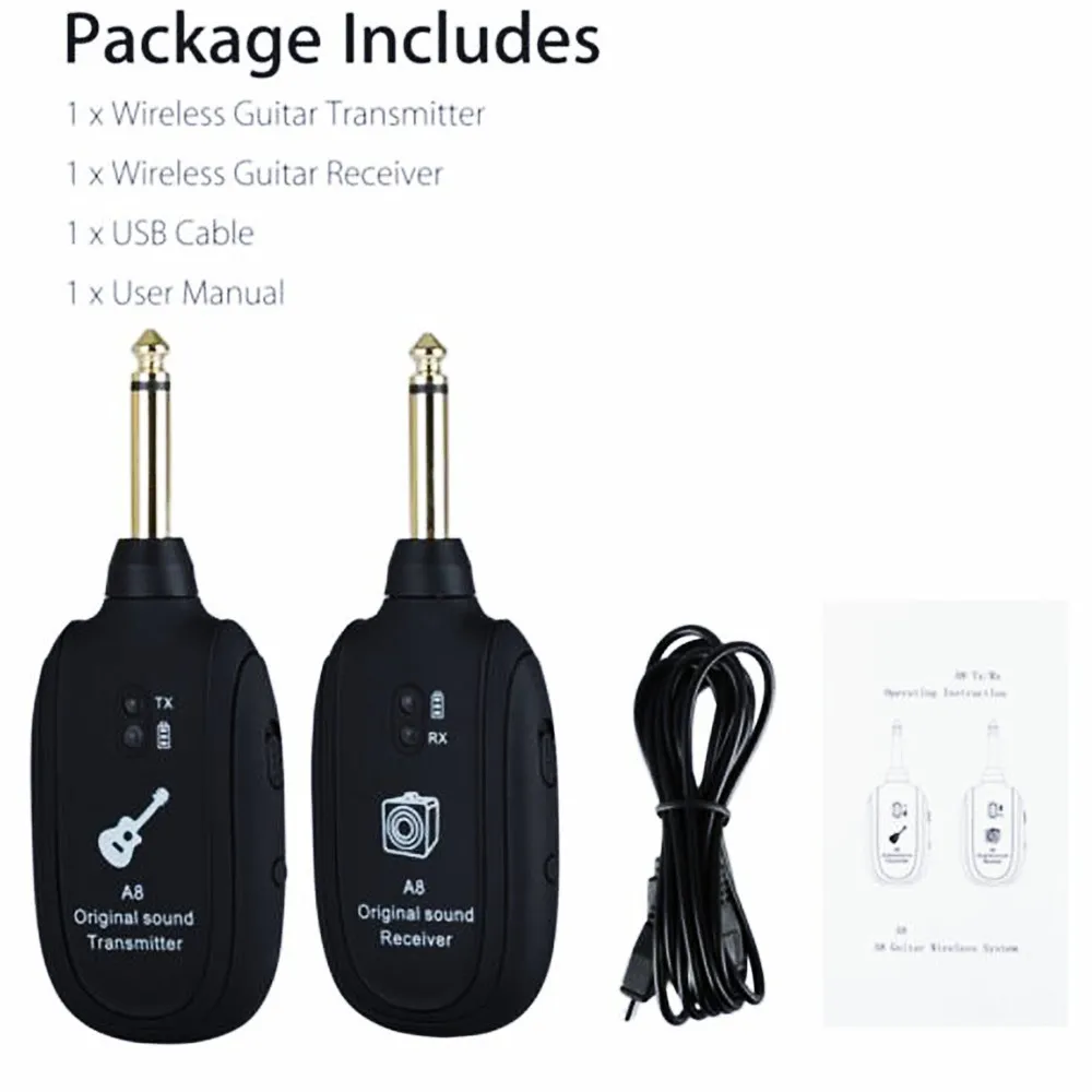 Guitar Wireless System Transmitter Receiver Built-In Rechargeable 50M 4 Channels USB Cable Wireless Guitar Transmitter
Guitar Wireless System Transmitter Receiver Built-In Rechargeable 50M 4 Channels USB Cable Wireless Guitar Transmitter