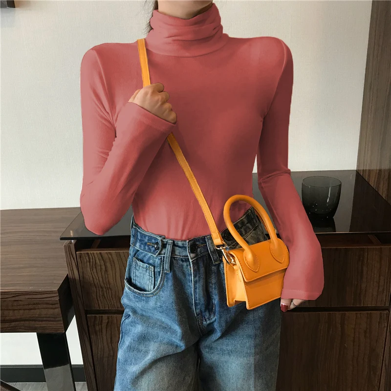Autumn Turtleneck Women Long Sleeve T-shirt Solid Color T Shirt High Street Tops Winter Female Slim Fit Sexy Bottoming Shirt
Autumn Turtleneck Women Long Sleeve T-shirt Solid Color T Shirt High Street Tops Winter Female Slim Fit Sexy Bottoming Shirt
