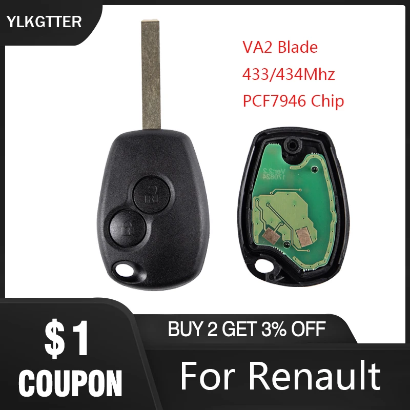 Дистанционный ключ YLKGTTER 433/434 МГц для автомобиля Renault Duster, Modus, Clio Twingo, Dacia, Logan, Sandero с чипом PCF7946 и Uncut VA2 Blade
Дистанционный ключ YLKGTTER 433/434 МГц для автомобиля Renault Duster, Modus, Clio Twingo, Dacia, Logan, Sandero с чипом PCF7946 и Uncut VA2 Blade