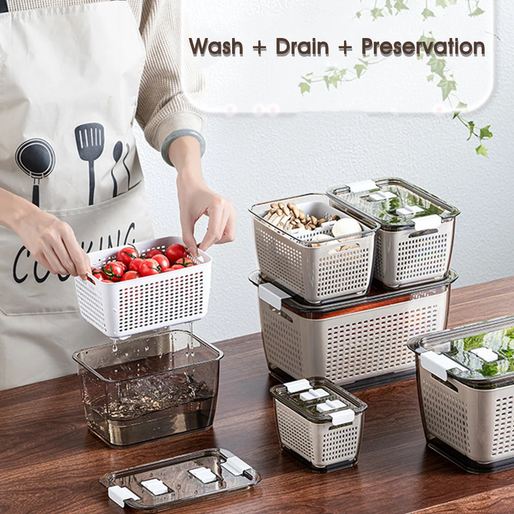Kitchen Plastic Storage Box Fresh-Keeping Box Refrigerator Fruit Vegetable Drain Crisper Kitchen Storage Containers With Lid
Kitchen Plastic Storage Box Fresh-Keeping Box Refrigerator Fruit Vegetable Drain Crisper Kitchen Storage Containers With Lid