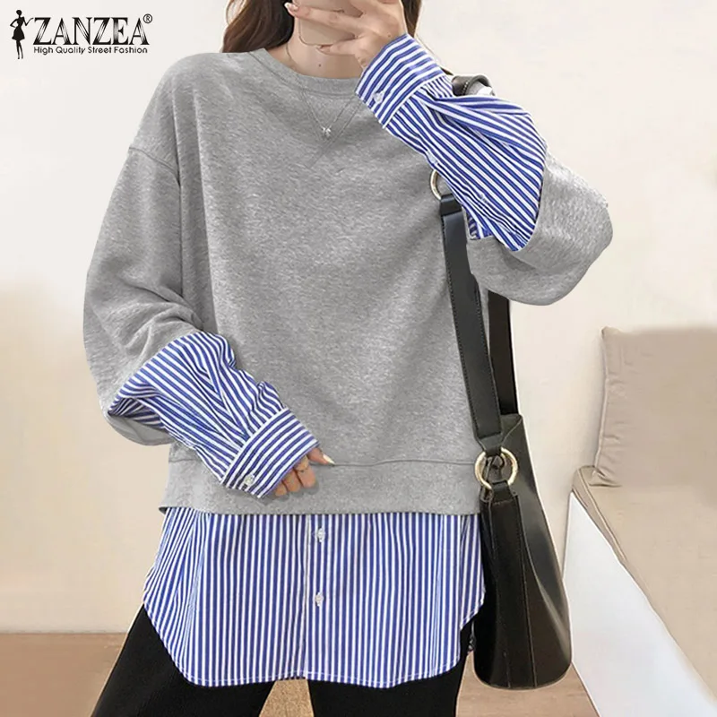 ZANZEA Casual Striped Blouse Women Loose Long Sleeve O Neck Shirt Autumn Print Patchwork Chemise Female Holiday Beach Tunic Tops
ZANZEA Casual Striped Blouse Women Loose Long Sleeve O Neck Shirt Autumn Print Patchwork Chemise Female Holiday Beach Tunic Tops