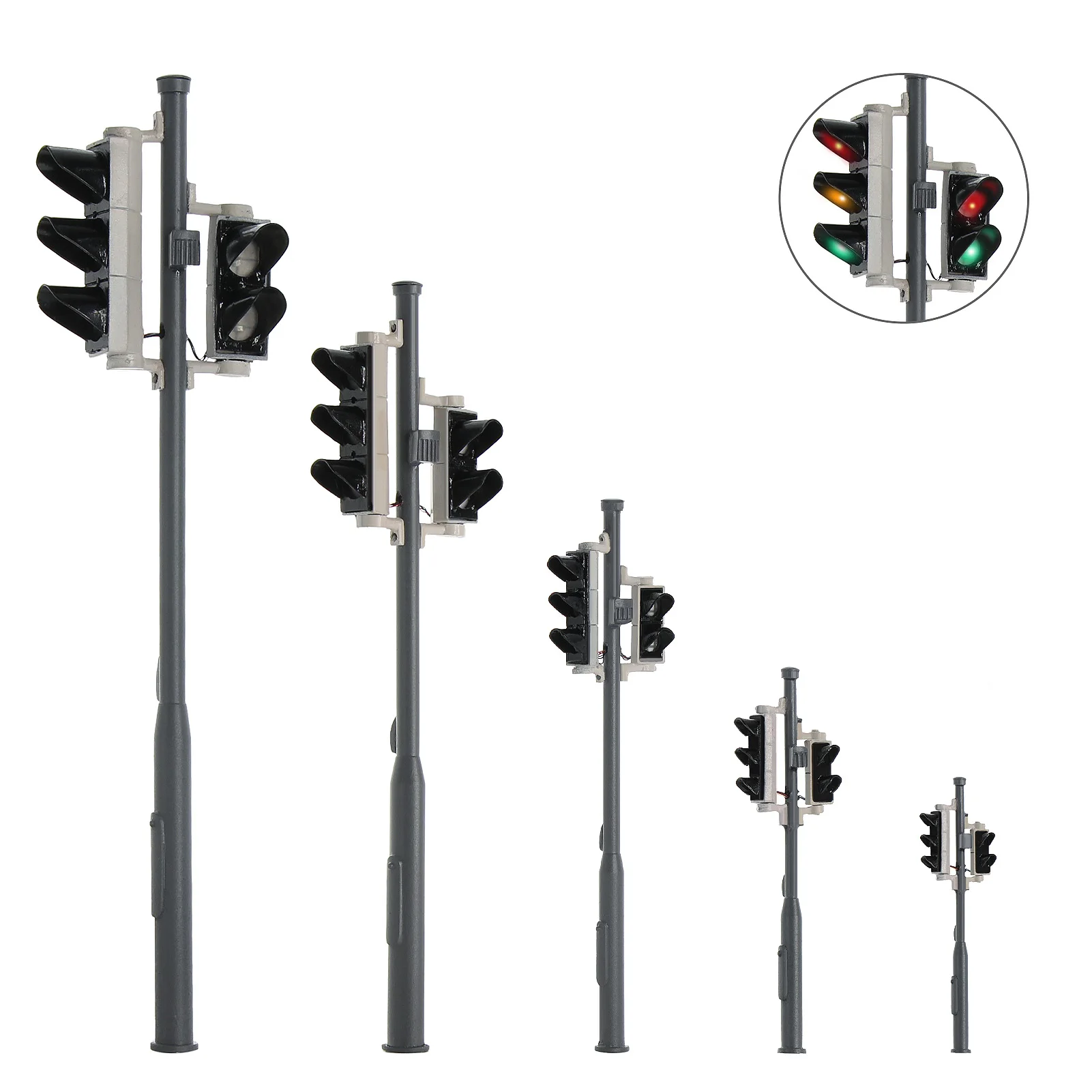 2pcs Model Traffic Singal Red/Green and Red/Yellow/Green Road Crossing Block Signal Light 5-LEDs HO O Scale Free Resistor
2pcs Model Traffic Singal Red/Green and Red/Yellow/Green Road Crossing Block Signal Light 5-LEDs HO O Scale Free Resistor