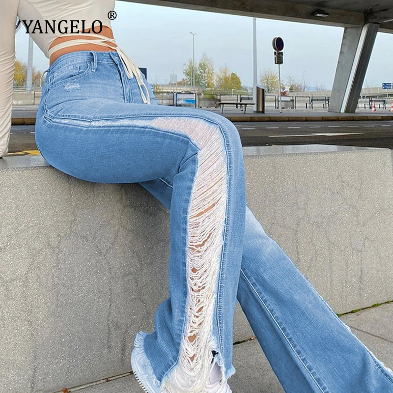 Ripped Flared Jeans Women Stitching Washed Denim Pants Bleached Skinny Wide Leg Pants 2021High Waist Retro Streetwear
Ripped Flared Jeans Women Stitching Washed Denim Pants Bleached Skinny Wide Leg Pants 2021High Waist Retro Streetwear