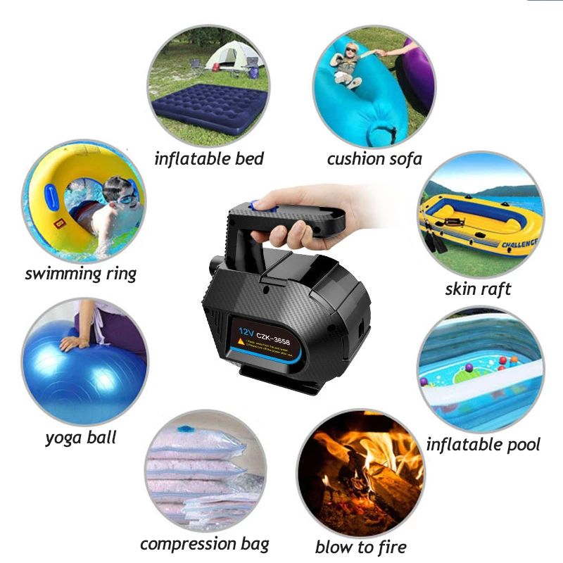 Electric Inflator Pump + Compression Air Pump For Inflatable Bed Couch Pool Raft Boat Toy And Storage Compression Bag 
Electric Inflator Pump + Compression Air Pump For Inflatable Bed Couch Pool Raft Boat Toy And Storage Compression Bag