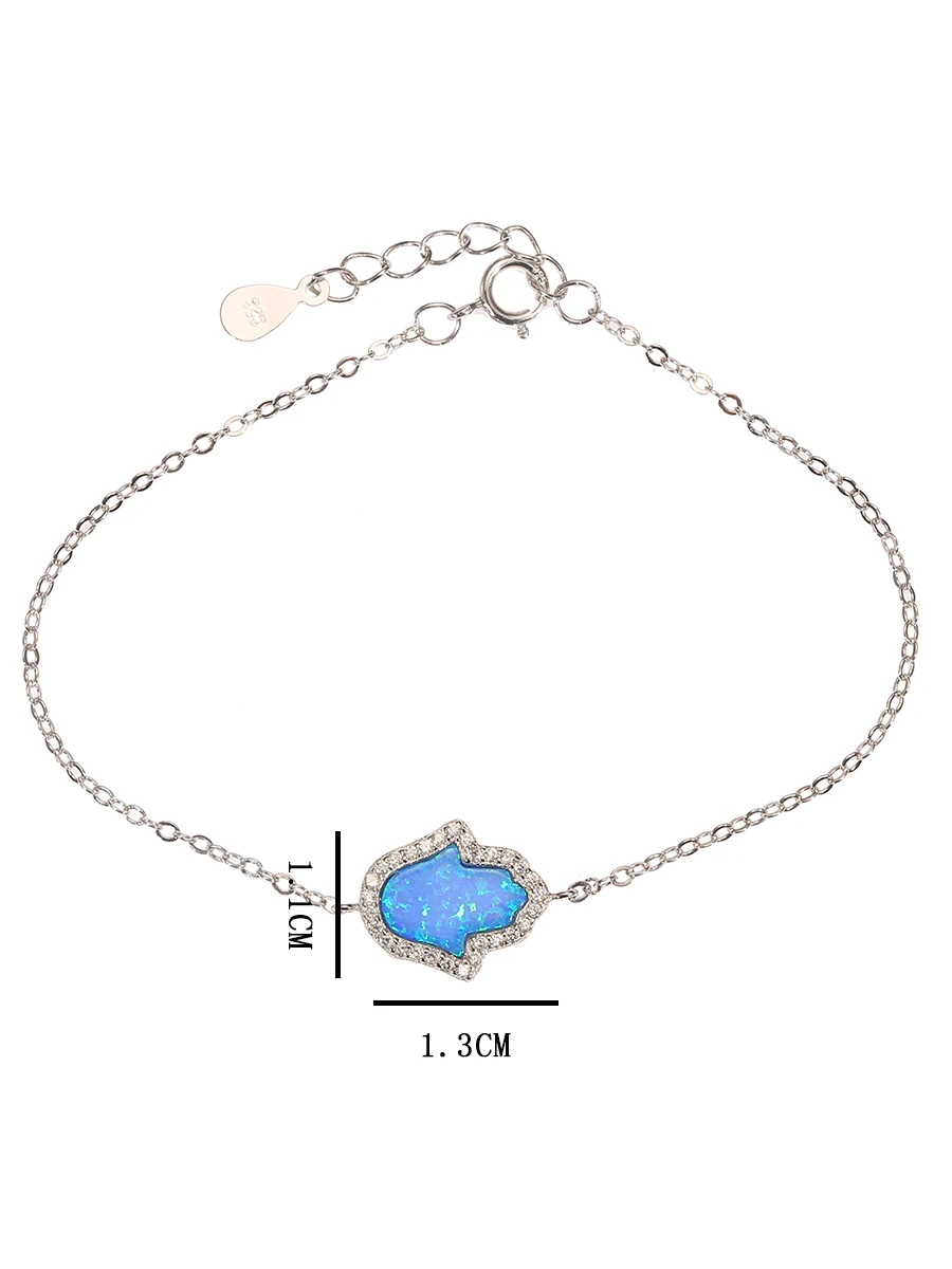 925 Sterling Silver 2020 New Blue Opal Hamsa Hand Bracelet for Women Fashion Fatima Chain Bangles Friendship Lucky Jewelry 
925 Sterling Silver 2020 New Blue Opal Hamsa Hand Bracelet for Women Fashion Fatima Chain Bangles Friendship Lucky Jewelry