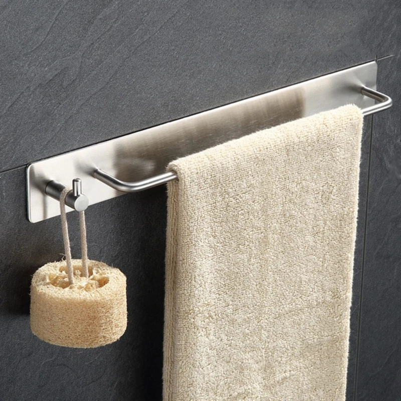 Self-Adhesive Brushed Finish Stainless Steel Towel Bar Rack with Hook Bathroom Hand Bath Towel Holder Storage Organizer 28GF
Self-Adhesive Brushed Finish Stainless Steel Towel Bar Rack with Hook Bathroom Hand Bath Towel Holder Storage Organizer 28GF