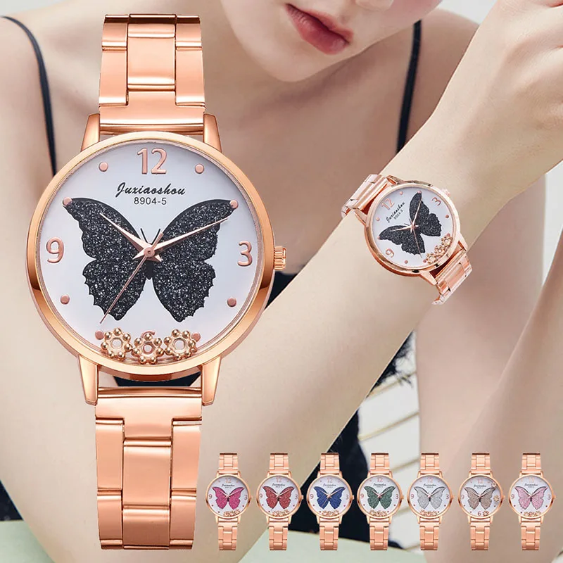 New ladies butterfly pattern steel band watch Korean student casual all-match quartz watch
New ladies butterfly pattern steel band watch Korean student casual all-match quartz watch
