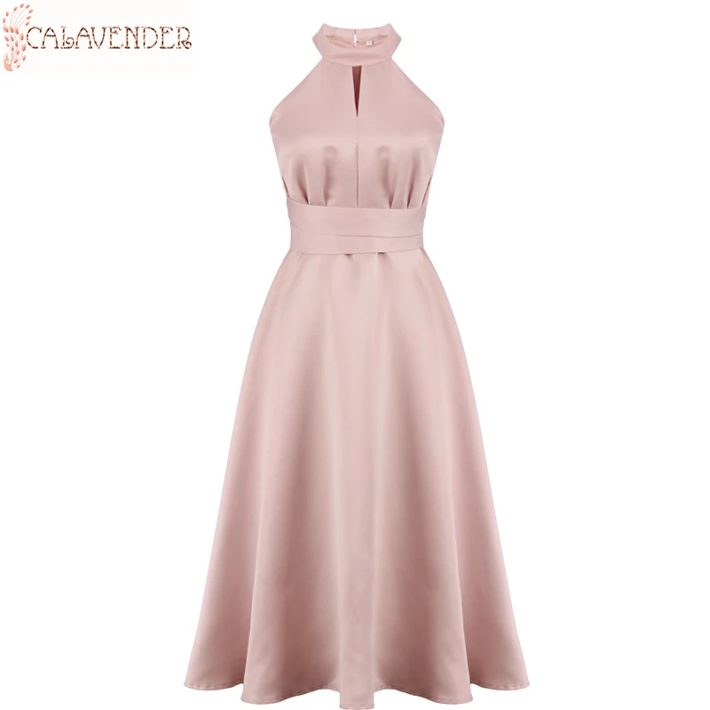 Satin Pink Cocktail Dress High Neck Tea-Length lange jurken Sash Bodice Prom Dress
Satin Pink Cocktail Dress High Neck Tea-Length lange jurken Sash Bodice Prom Dress