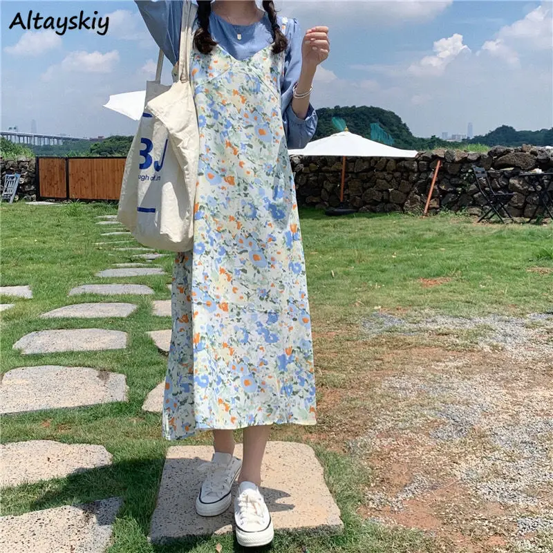 Dresses Women Summer Floral-printed Art Sleeveless Loose Korean Style Sweet Midi Vestidos Hipster Students Casual Ulzzang Mujer
Dresses Women Summer Floral-printed Art Sleeveless Loose Korean Style Sweet Midi Vestidos Hipster Students Casual Ulzzang Mujer