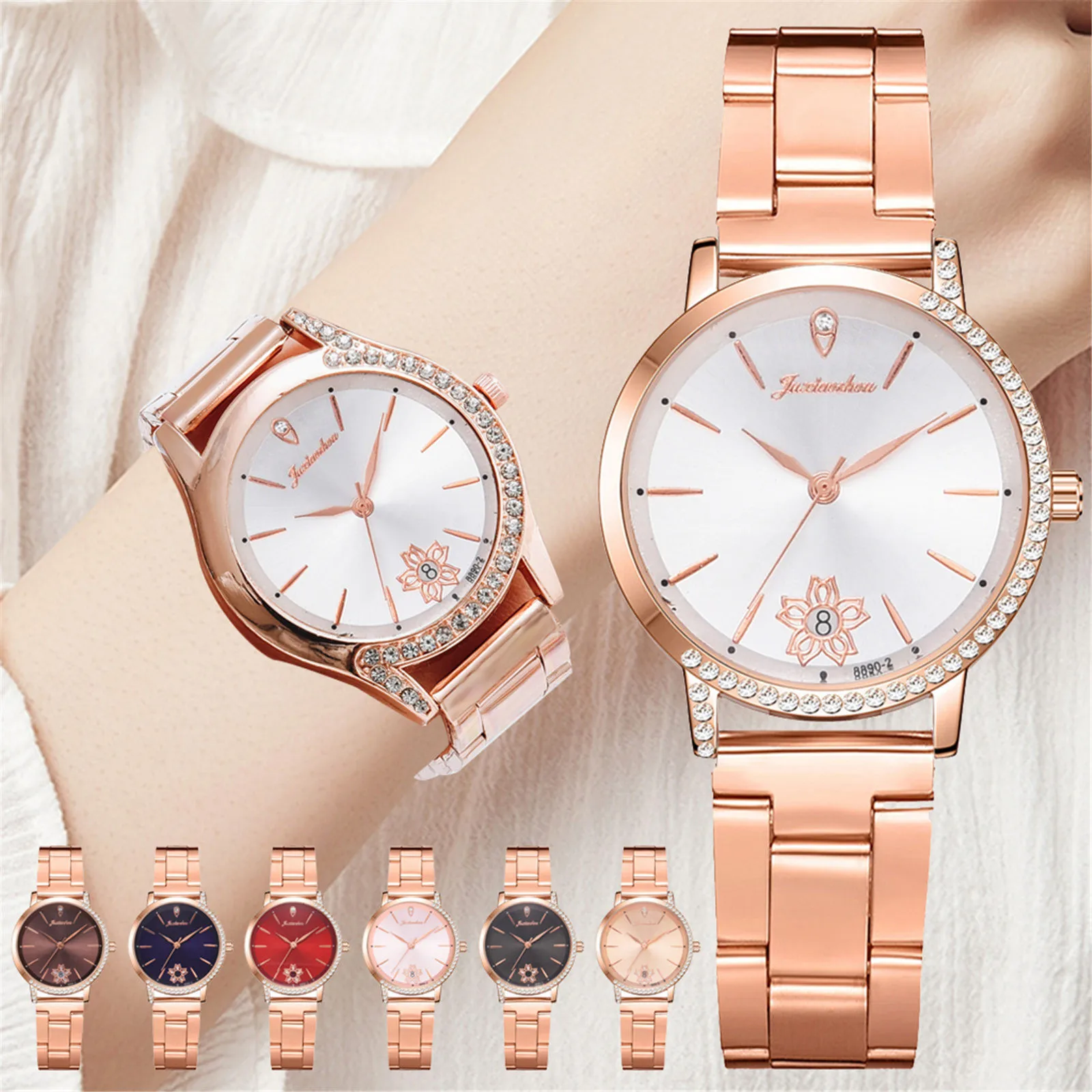 Zegarek Damski New Fashion Luxury Watch Rose Gold Crystal Quartz Female Watch Gold Silver Stainless Steel Ladies Dress Clock
Zegarek Damski New Fashion Luxury Watch Rose Gold Crystal Quartz Female Watch Gold Silver Stainless Steel Ladies Dress Clock