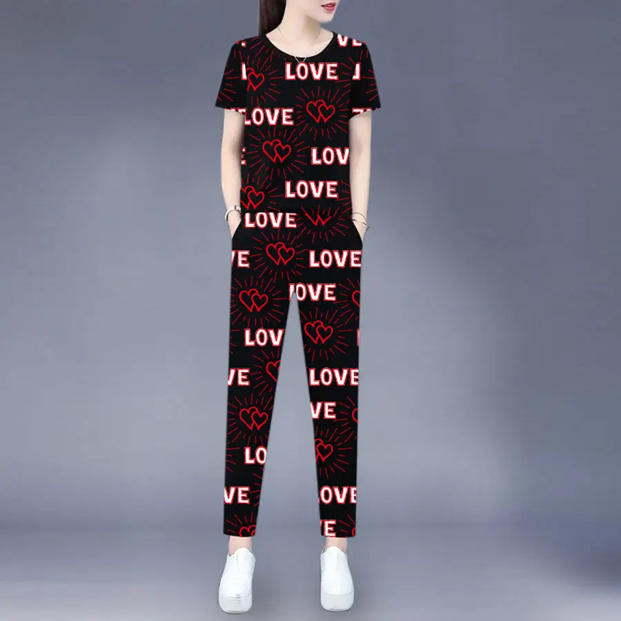 Pants Sets Middle Aged Mother Sportswear Suit Women 2021 New Summer Short Sleeve Trousers T-shirt Women Casual Fashion Blouses
Pants Sets Middle Aged Mother Sportswear Suit Women 2021 New Summer Short Sleeve Trousers T-shirt Women Casual Fashion Blouses
