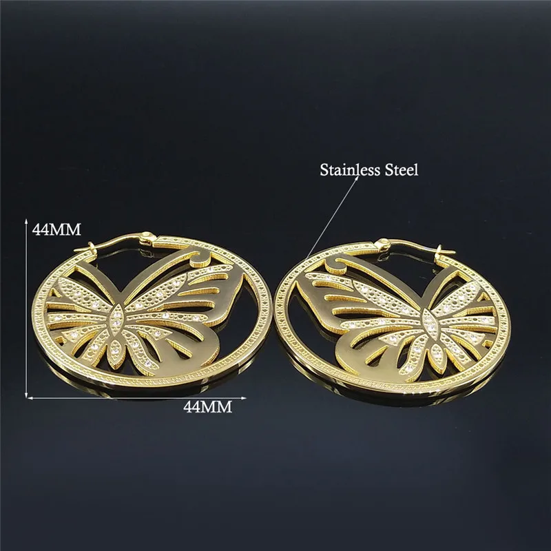 2021 Stainless Steel Round Butterfly Earings for Women Pair Hoop Earrings Gold Color Jewelry boucle oreille femme EXS01
2021 Stainless Steel Round Butterfly Earings for Women Pair Hoop Earrings Gold Color Jewelry boucle oreille femme EXS01