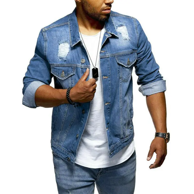 Men's Loose Denim Jacket Casual Frayed Distressed Scratched Single Breasted Pockets New Clothes Coats Fashion Outwear Tops
Men's Loose Denim Jacket Casual Frayed Distressed Scratched Single Breasted Pockets New Clothes Coats Fashion Outwear Tops