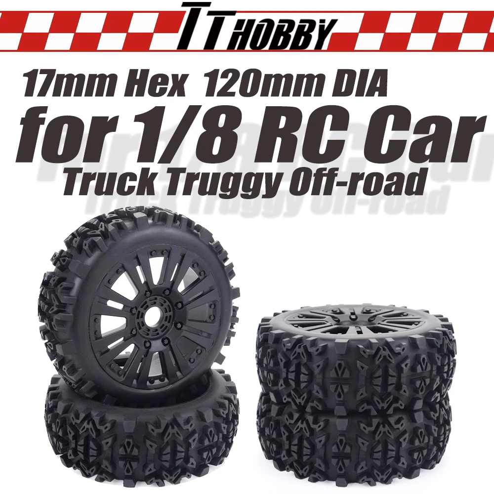TTHOBBY 4pcs RC Wheel Tire 17mm Hex Rim 120mm DIA Hub Wheels Tires for 1/8 1/10 RC Car Truck Truggy Off Road Kyosho Buggy 4WD
TTHOBBY 4pcs RC Wheel Tire 17mm Hex Rim 120mm DIA Hub Wheels Tires for 1/8 1/10 RC Car Truck Truggy Off Road Kyosho Buggy 4WD