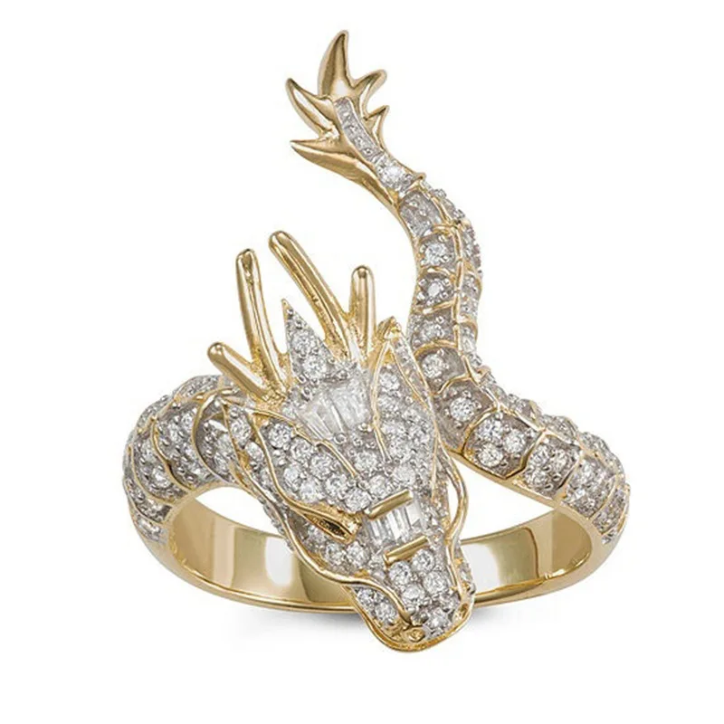 New Unique Domineering Punk Dragon Rings for Men Women Exaggerated Gold Crystal Inlay Rings Popular Jewelry Anillo Hombre Bijoux
New Unique Domineering Punk Dragon Rings for Men Women Exaggerated Gold Crystal Inlay Rings Popular Jewelry Anillo Hombre Bijoux