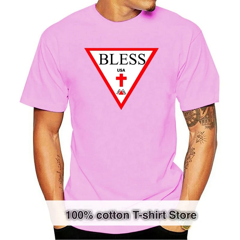 

Camiseta con estampado de Bless para hombre y niña camisetas con letras cuello redondo talla grande 3xl 4xl 5xl