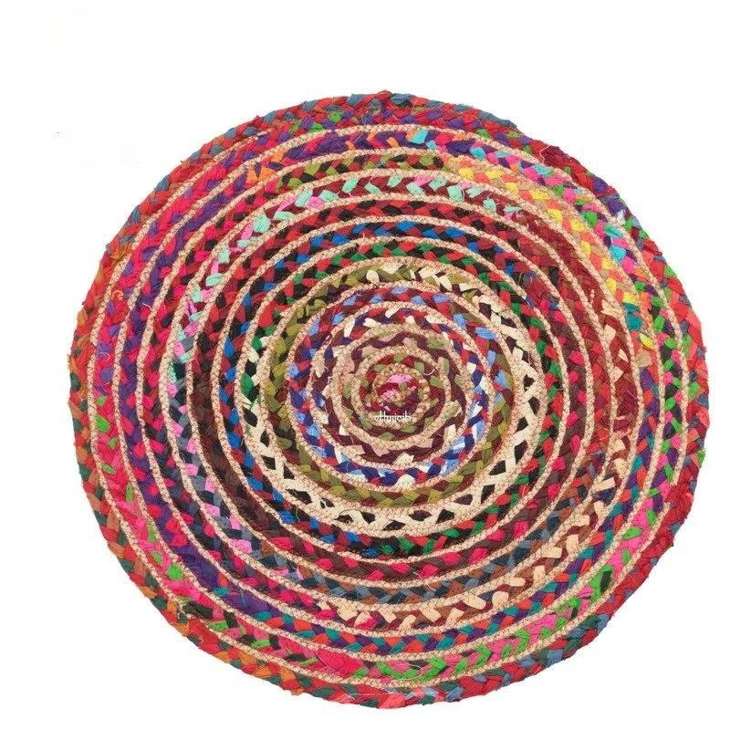 Circular Jute Rug Cotton Multicolor Woven Distressed Vintage Handmade Rug Carpets for Bed Room Large
Circular Jute Rug Cotton Multicolor Woven Distressed Vintage Handmade Rug Carpets for Bed Room Large