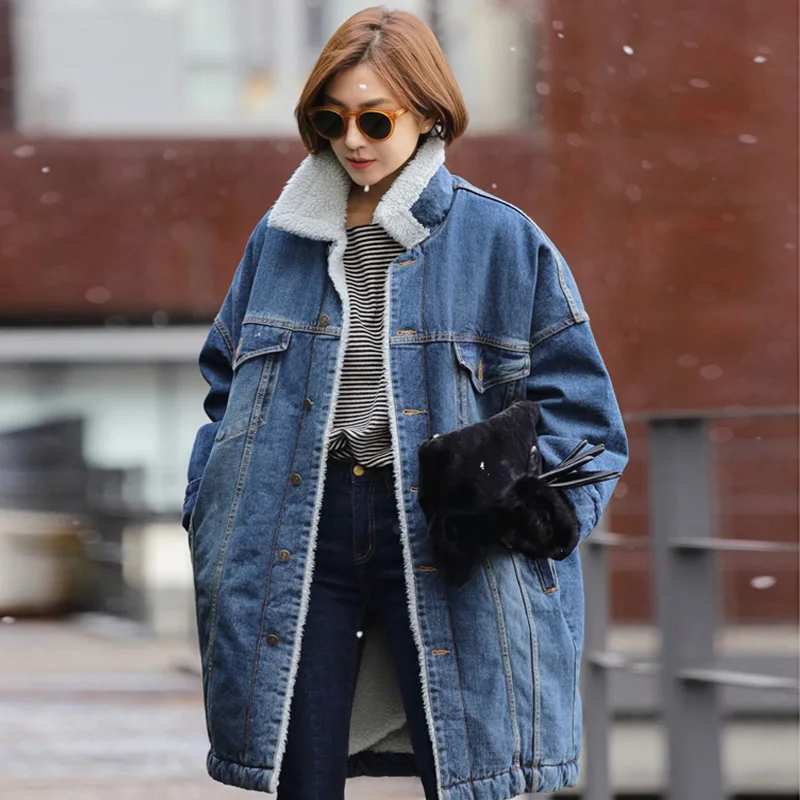 Mid-long Lambswool Thick Women Denim Coat 2020 New Autumn Winter Warm Female Overcoat Simple Women Winter Coat
Mid-long Lambswool Thick Women Denim Coat 2020 New Autumn Winter Warm Female Overcoat Simple Women Winter Coat