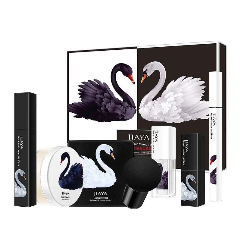Black White Swan Beauty Makeup Cosmetics 7Pcs Gift Box Set Mushroom Air Cushion Setting Powder Lipstick Highlighter Make Up Tool
Black White Swan Beauty Makeup Cosmetics 7Pcs Gift Box Set Mushroom Air Cushion Setting Powder Lipstick Highlighter Make Up Tool