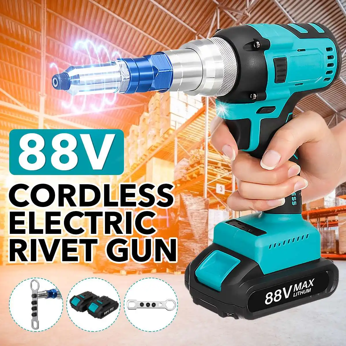 88V Brushess Automatic Cordless Rivet Gun Electric Rivet Nut Gun Drill Insert Riveting Tool 3.0-5.0mm With 6000mAh Battery
88V Brushess Automatic Cordless Rivet Gun Electric Rivet Nut Gun Drill Insert Riveting Tool 3.0-5.0mm With 6000mAh Battery