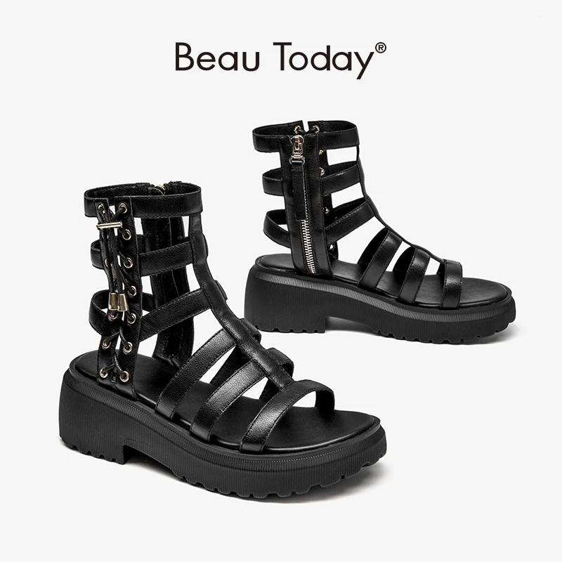 Gladiator Sandals Women Genuine Cow Leather Drawstring Side Zipper Closure Summer Ladies Platform Shoes Handmade BeauToday 07119
Gladiator Sandals Women Genuine Cow Leather Drawstring Side Zipper Closure Summer Ladies Platform Shoes Handmade BeauToday 07119