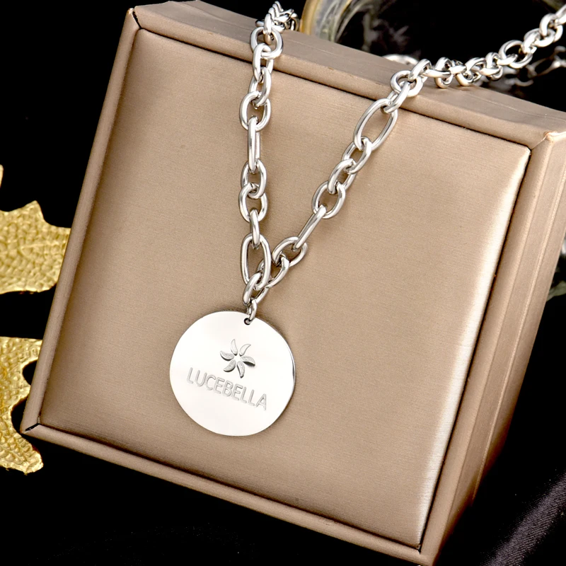 Stainless Steel Round Pendant Necklace New Fashion titanium steel pendant simple beautiful gift women's jewelry does not fade
Stainless Steel Round Pendant Necklace New Fashion titanium steel pendant simple beautiful gift women's jewelry does not fade