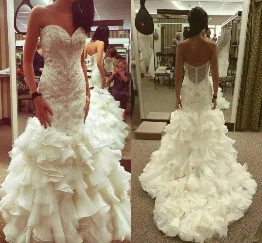 Luxury Elegant Wedding Dress 2020 Mermaid Plus Size Crystals Bride Dresses Backless Party Wear Ruffles
Luxury Elegant Wedding Dress 2020 Mermaid Plus Size Crystals Bride Dresses Backless Party Wear Ruffles