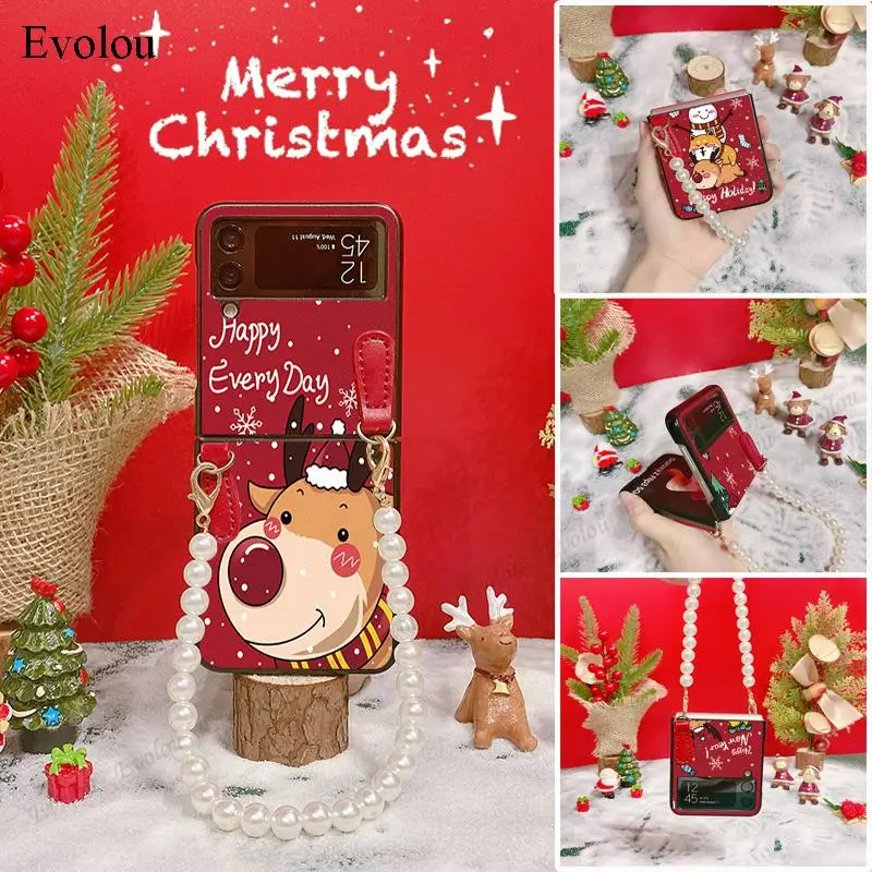 Christmas Pattern Leather Hard Phone Case For Samsung Z Filp 3 5G Pearl Bracelet Wristband Back Cover For Samsung Z Filp3 F7110
Christmas Pattern Leather Hard Phone Case For Samsung Z Filp 3 5G Pearl Bracelet Wristband Back Cover For Samsung Z Filp3 F7110