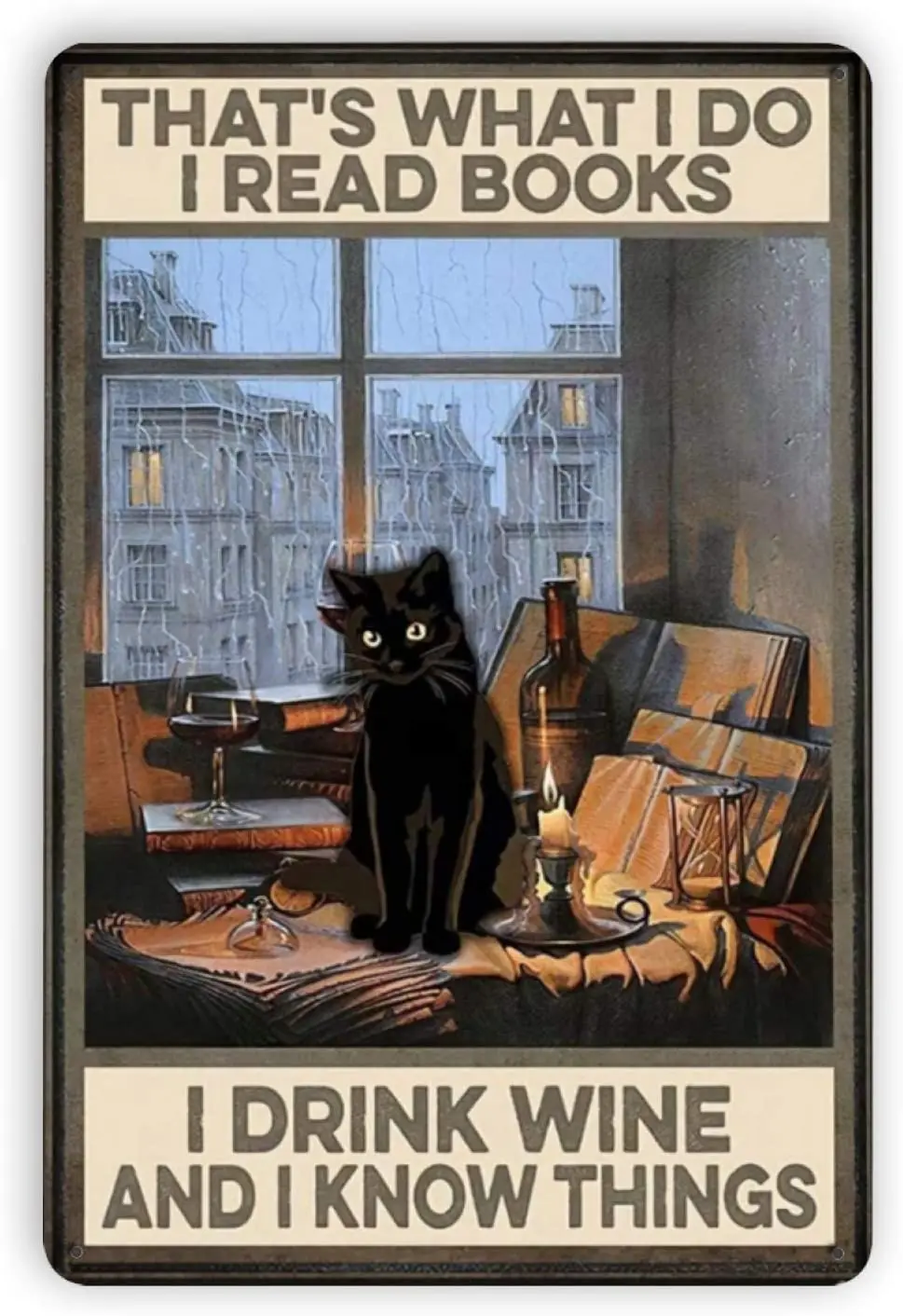 

Cat That's What I Do I Read Books Amazing Vintage Metal Tin Signs, Retro Art Tin Sign Decorations Plaque fo Bars Club Cafe Home