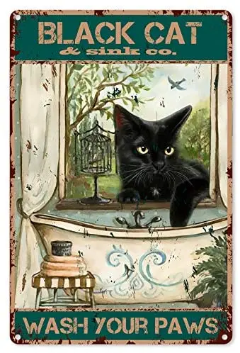 Metal Tin Sign Vintage Black Cat Wash Paw Funny Bathroom Farmhouse Wall Interior Decoration Retro Metal Sign 8x12 Inch
Metal Tin Sign Vintage Black Cat Wash Paw Funny Bathroom Farmhouse Wall Interior Decoration Retro Metal Sign 8x12 Inch