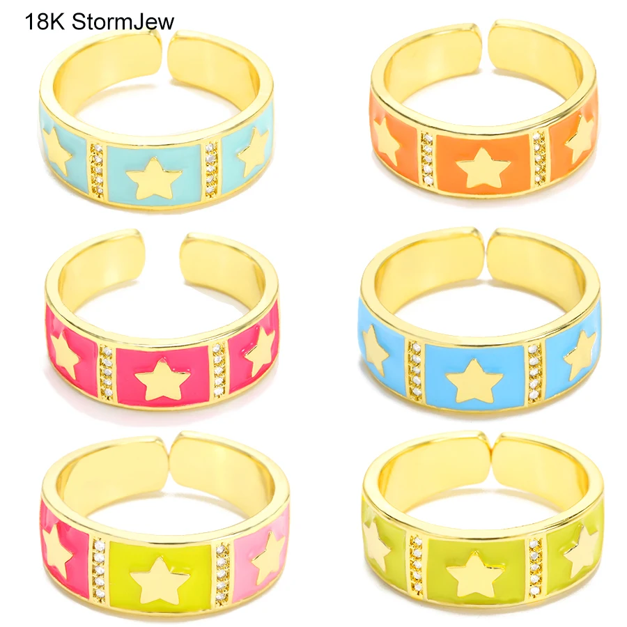 Colorful Dripping Oil Star Rings For Women Stainless Steel Gold Enamel Zircon Opening Wide Ring Fashion Finger Jewelry Gift
Colorful Dripping Oil Star Rings For Women Stainless Steel Gold Enamel Zircon Opening Wide Ring Fashion Finger Jewelry Gift