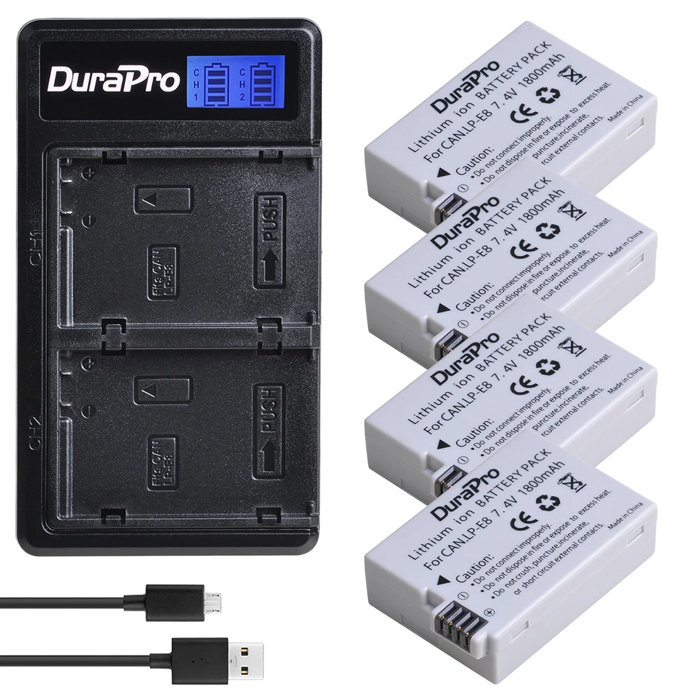 4x 1800mAh LP-E8 LP E8 Replacement Battery + LCD USB Charger For Canon EOS 550D 600D 650D 700D kiss X4 X5 X6i X7i Rebel T2i T3i
4x 1800mAh LP-E8 LP E8 Replacement Battery + LCD USB Charger For Canon EOS 550D 600D 650D 700D kiss X4 X5 X6i X7i Rebel T2i T3i