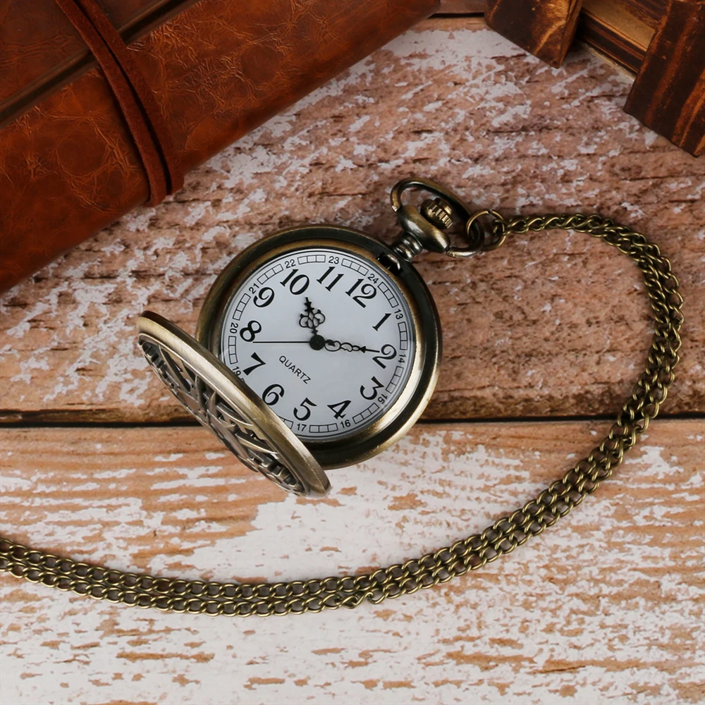 Часы кварцевые карманные в ретро стиле для мужчин и женщин бронзовые часы с