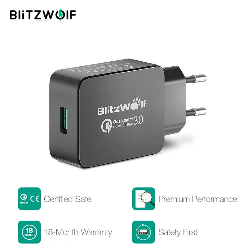 

BlitzWolf 18 Вт Быстрая зарядка 3 универсальное зарядное устройство для телефона микро USB кабель Тип C для мобильного телефона Аксессуары для заря...