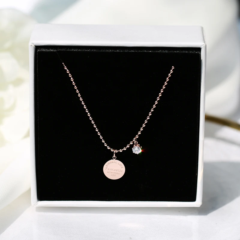 YUN RUO Rose Gold Color Letters Carved Pendant Necklace Titanium Steel Jewelry Woman Christmas Gift Never Fade Drop Shipping
YUN RUO Rose Gold Color Letters Carved Pendant Necklace Titanium Steel Jewelry Woman Christmas Gift Never Fade Drop Shipping