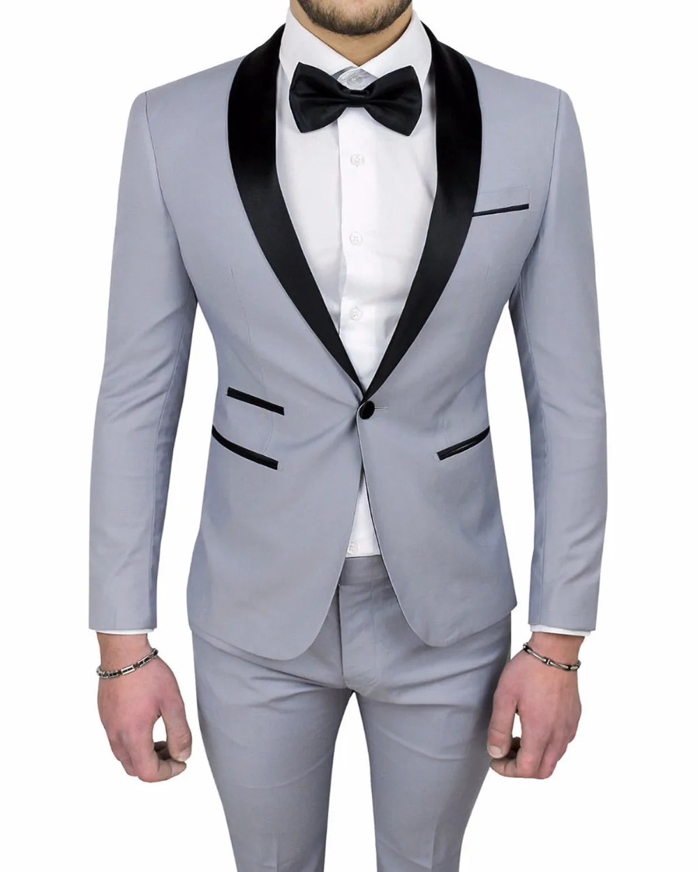 Custom Made One Button Groomsman Wedding Suits For Men Light Gray Best Man Suit Men Groom Tuxedos Prom Suits Jacket+Pants+Tie
Custom Made One Button Groomsman Wedding Suits For Men Light Gray Best Man Suit Men Groom Tuxedos Prom Suits Jacket+Pants+Tie