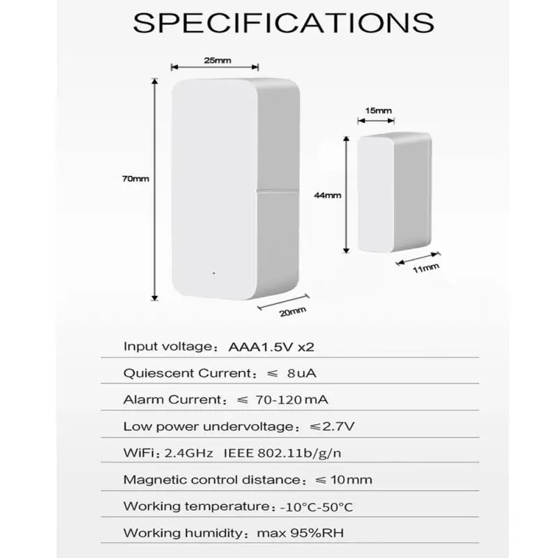 Smart WiFi Door Sensor Door Open / Closed Detectors WiFi App Notification Alert Security Alarm Support Tuya/Alexa Google Home
Smart WiFi Door Sensor Door Open / Closed Detectors WiFi App Notification Alert Security Alarm Support Tuya/Alexa Google Home