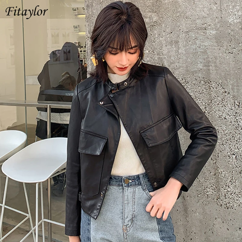 Fitaylor 2022 New Spring Autumn Women Slim Black Long Sleeve Biker Jacket High Street O-neck Big Pockets Short Pu Leather Jacket
Fitaylor 2022 New Spring Autumn Women Slim Black Long Sleeve Biker Jacket High Street O-neck Big Pockets Short Pu Leather Jacket