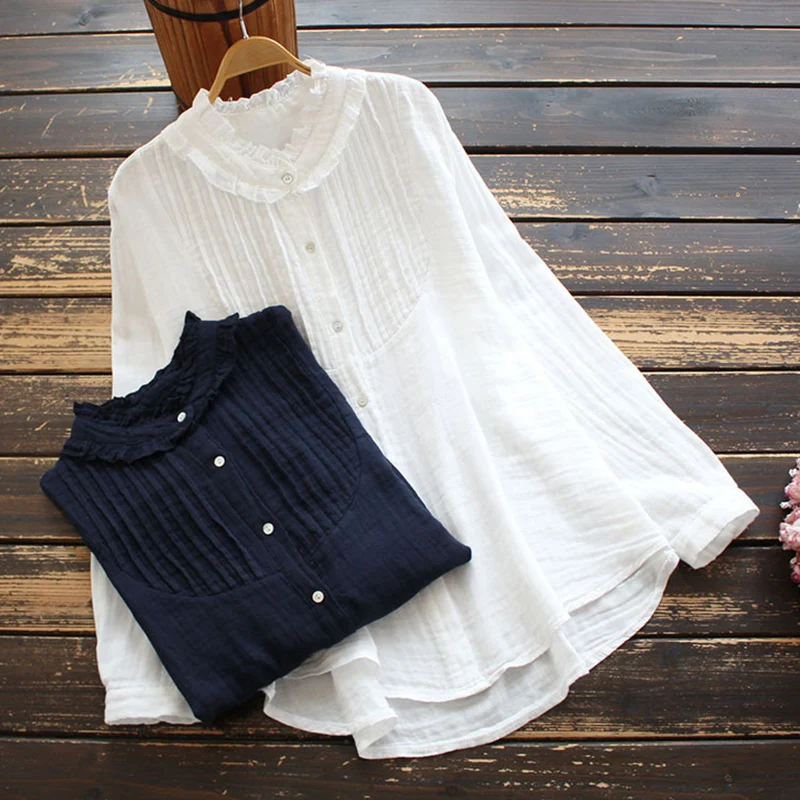 Autumn Casual Sweet Tops And Bloues Women Shirring Art Leisure Solid Stand Collar Placket Ruffle Agaric And Render Shirt U696
Autumn Casual Sweet Tops And Bloues Women Shirring Art Leisure Solid Stand Collar Placket Ruffle Agaric And Render Shirt U696